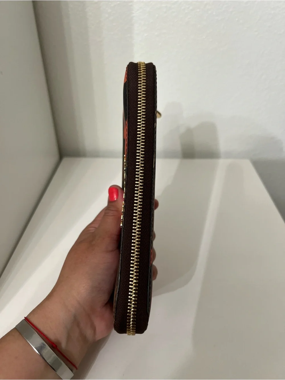 Michael Kors preowned Orange and Olive Camo Zip Wallet - Picture 7 of 9